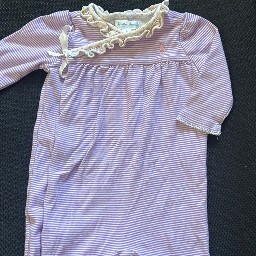 Purple and white Ralph Lauren onesie